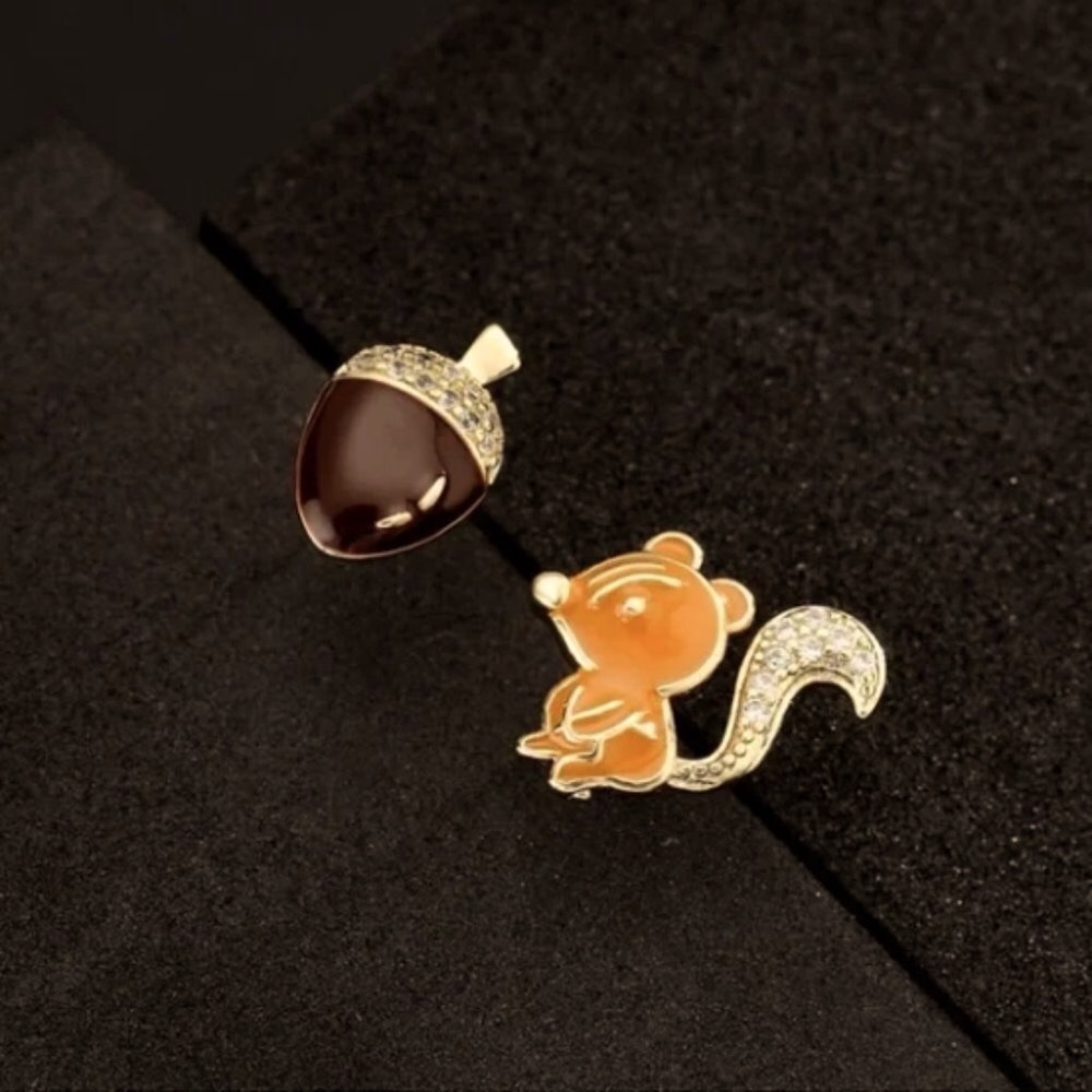 🍏50% OFF/3+...Squirrel and Hazelnut Stud Earrings
